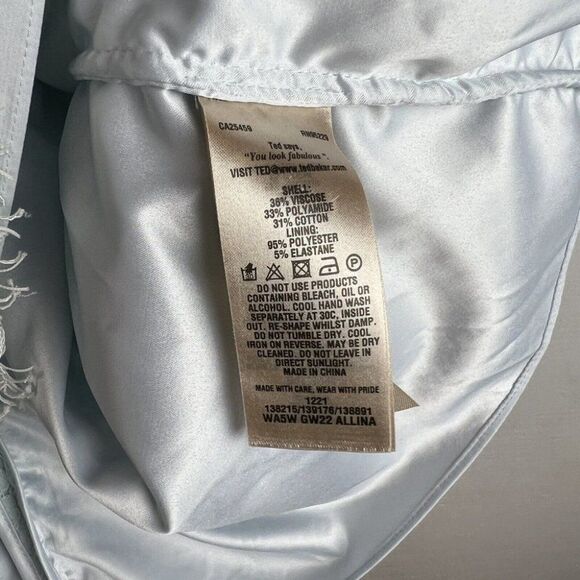 Ted Baker Blouse XL Womens Mint Green Lace Short Sleeve Top Lined - Picture 6 of 7